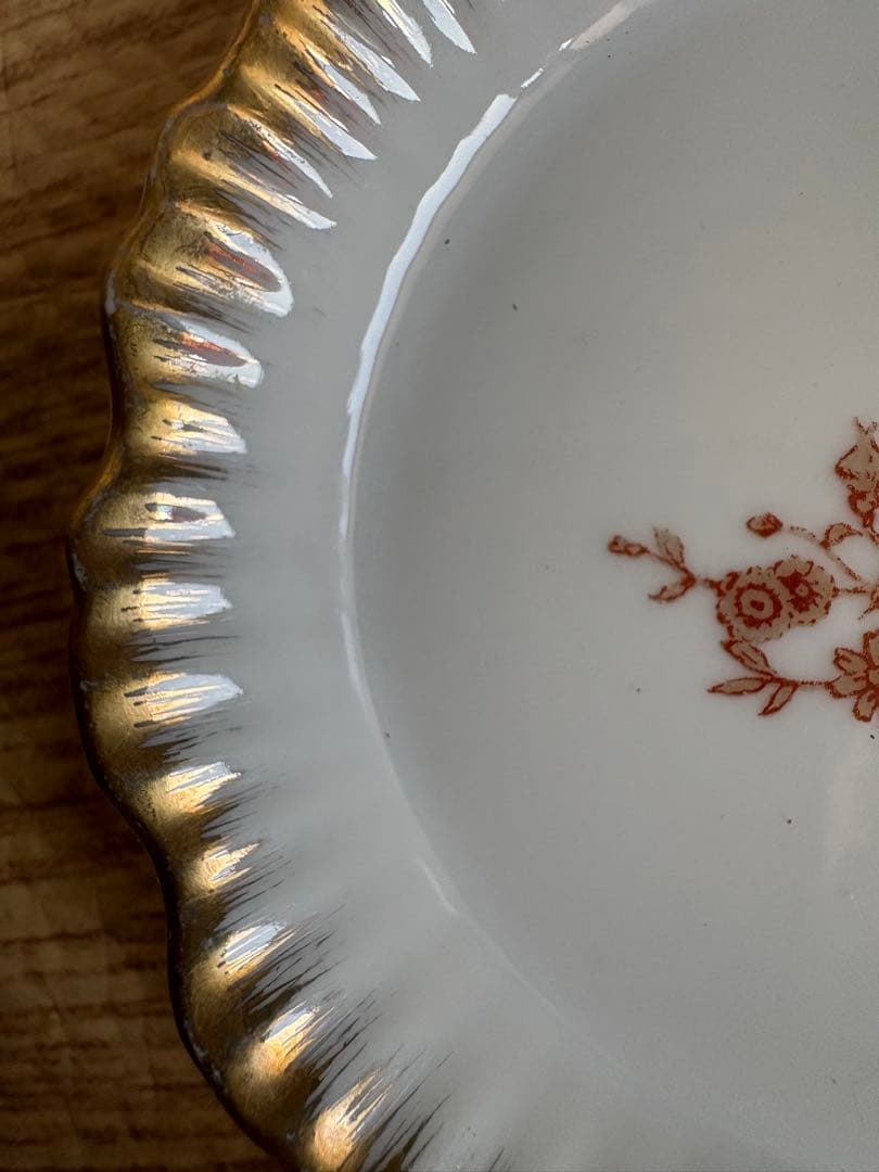 ビンテージ、英国、ロイヤル・ケンダル、バラと金縁の小皿　5枚